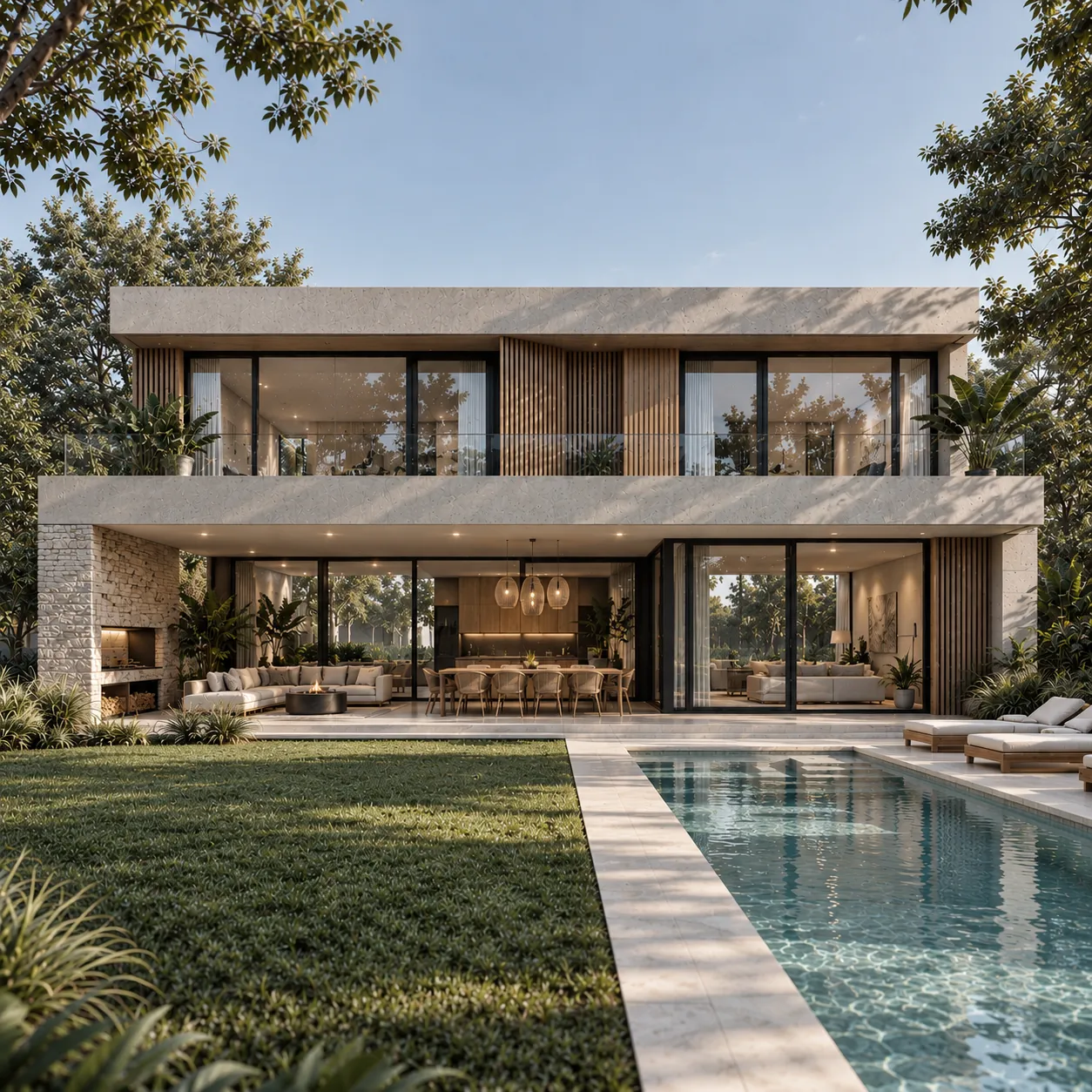 Casa Loma en Ezeiza: contrafrente con galería y piscina
